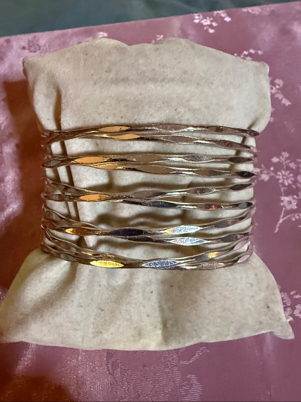 Silver-Tone crossover cuff bracelet